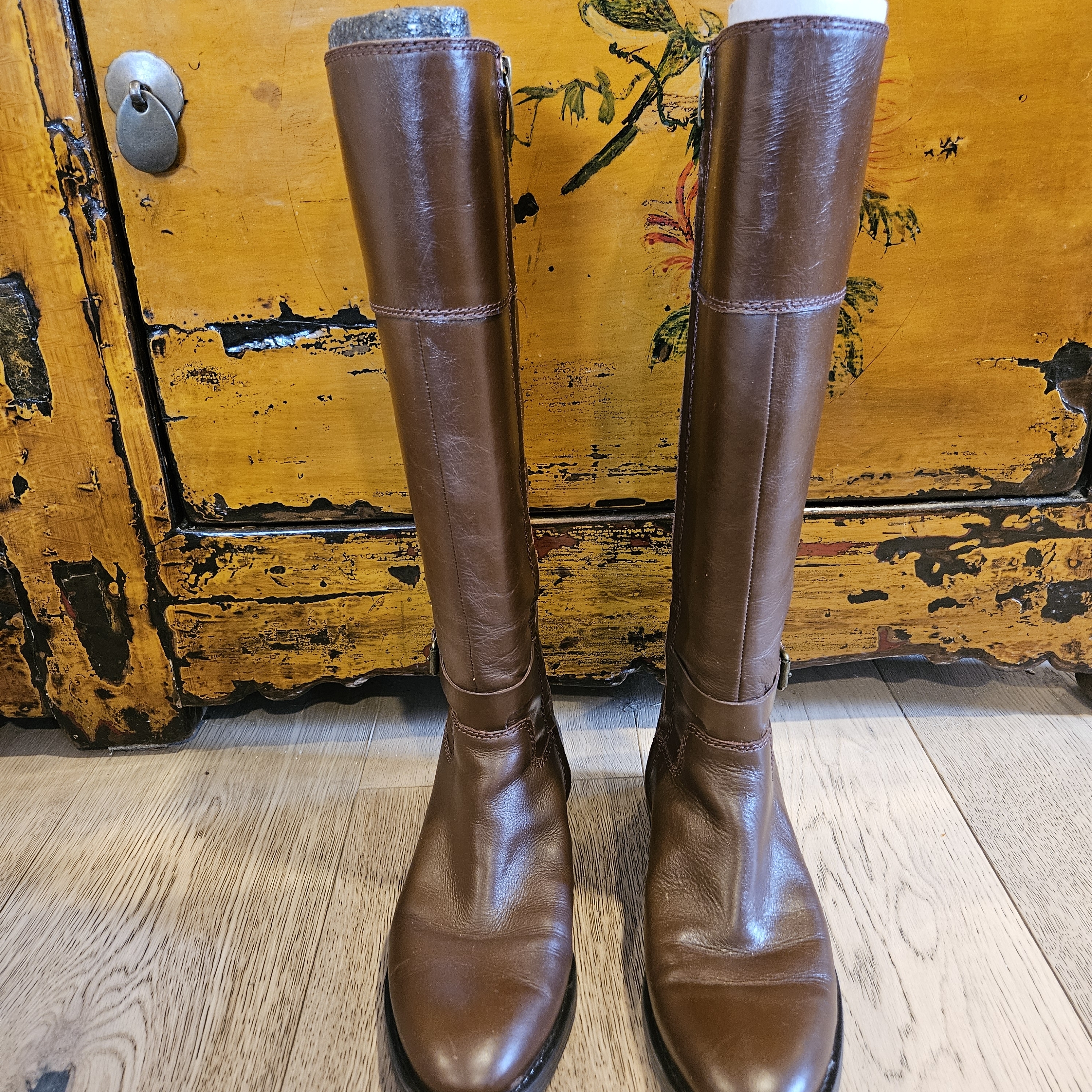 Enzo Angiolini Eero Brown Leather Riding Boots Size 8
